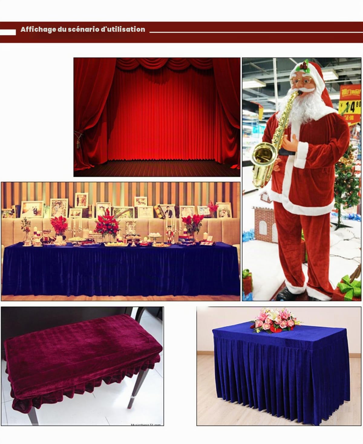 Tissu en velours au mètre - 300 cm x 160 cm - Tissu pour vêtements à coudre - Tissu de décoration pour bricolage, artisanat, rideau de scène, vêtements, décoration de vacances, bordeaux
