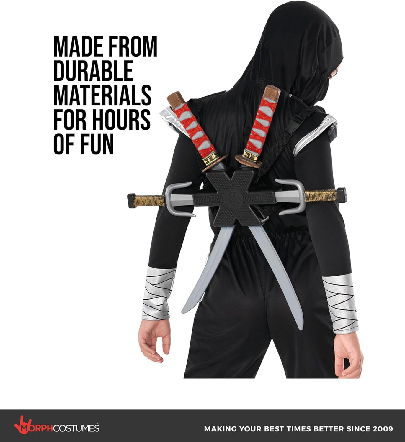 Morph Red Ninja Swords for Kids with Back Strap Costume Ninja Costume Accessories for Kids