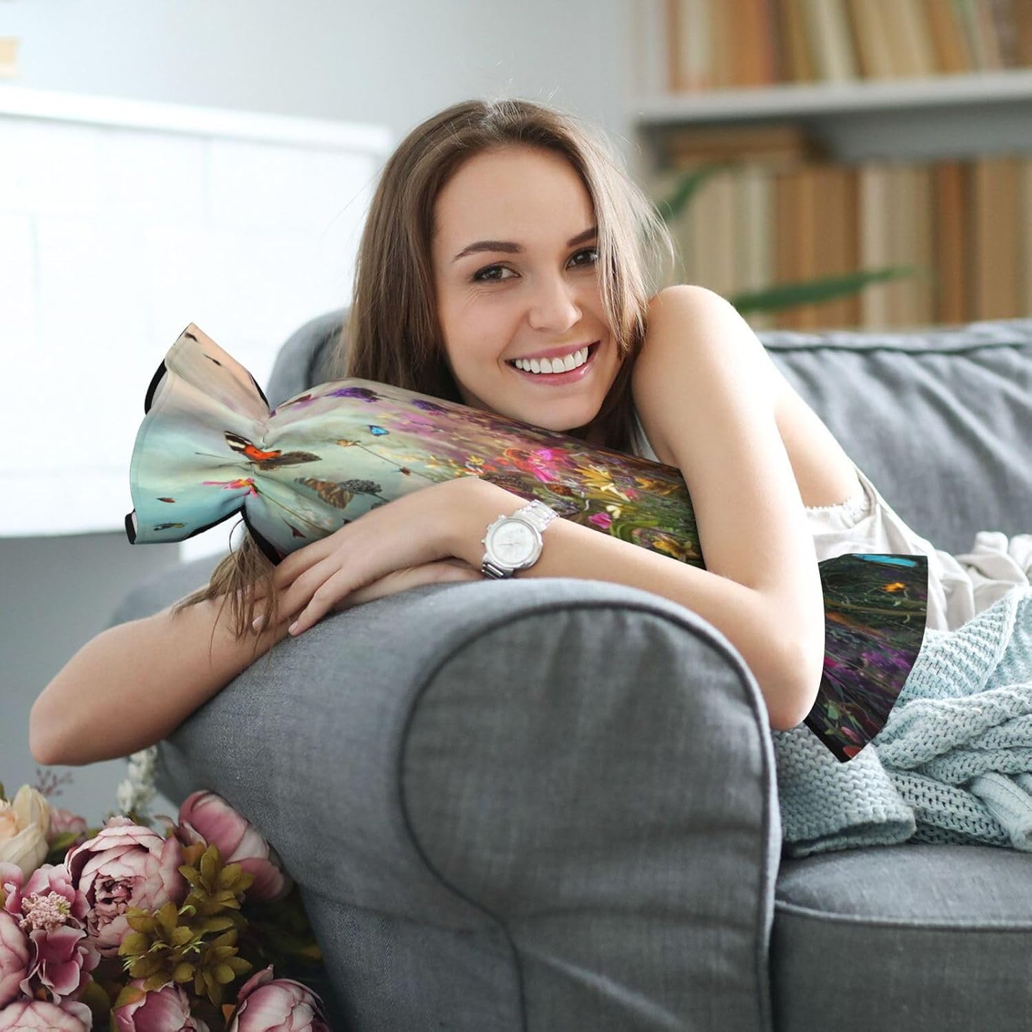 Mysterious Rainbow Garden Cylindrical Pillow-Premium Bed Pillows, Side Sleeper Neck Support, Decorative Candy Design, Soft and Durable