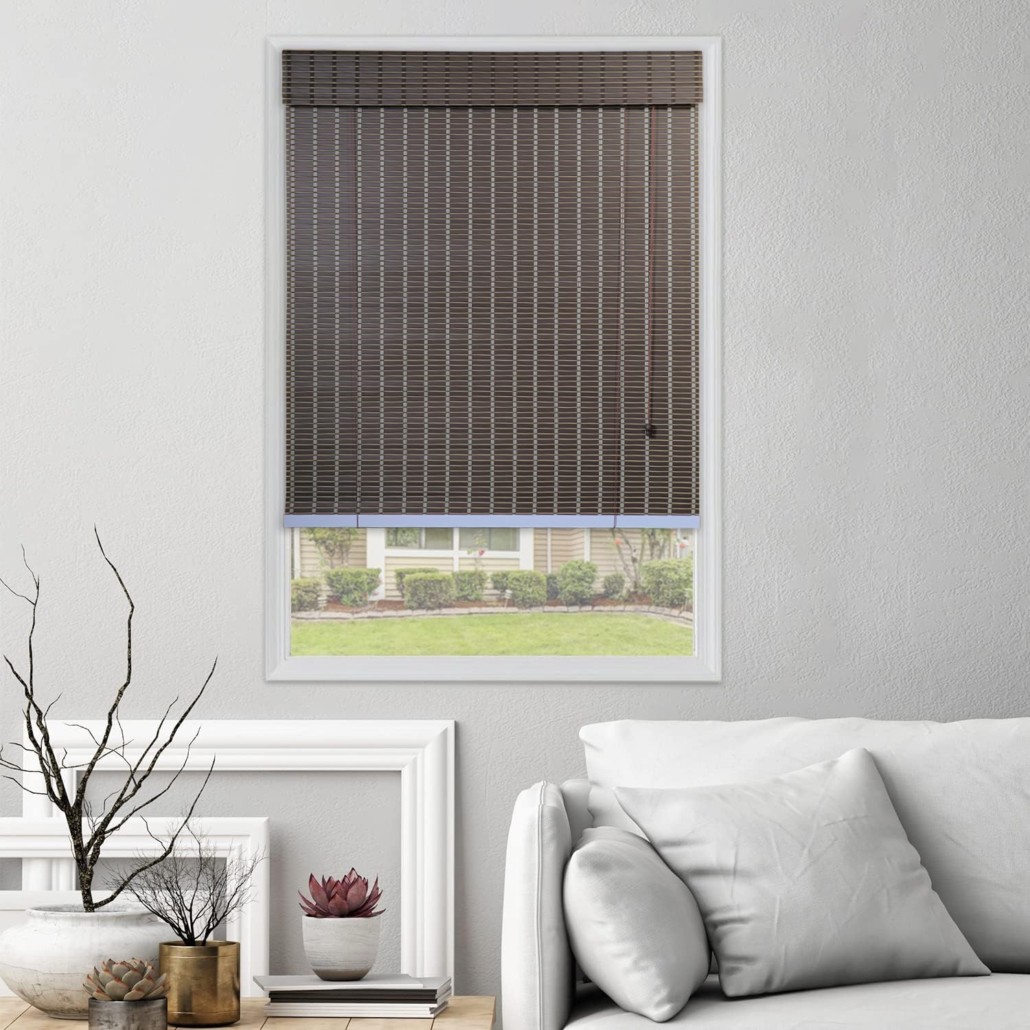 Mr.Chickwala Light Filtering & Cooling PVC Exterior & Interior Window Blind for Balcony and Outdoor Area - Sun Shade, Heat Reducing, Rain Resistant (4Feet X 5Feet) Dark Brown