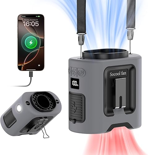Socool Ventilador de cintura portátil de 14500 mAh con clip en el cinturón, rotación 360, ventilador personal recargable, ventilador de camisa disponible en Yaxa Costa Rica