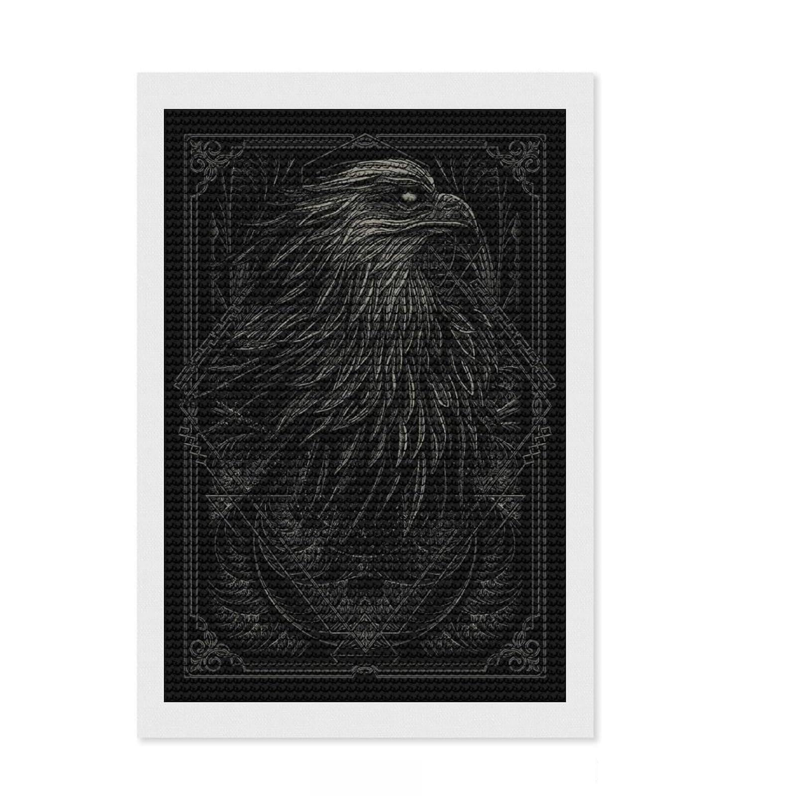 Junmoney Eagle 2 Diamond Art Canvas 8"x12", for Women, Simple to Start, Modern Decor, Gift Idea, Nice Detail and Sparkle