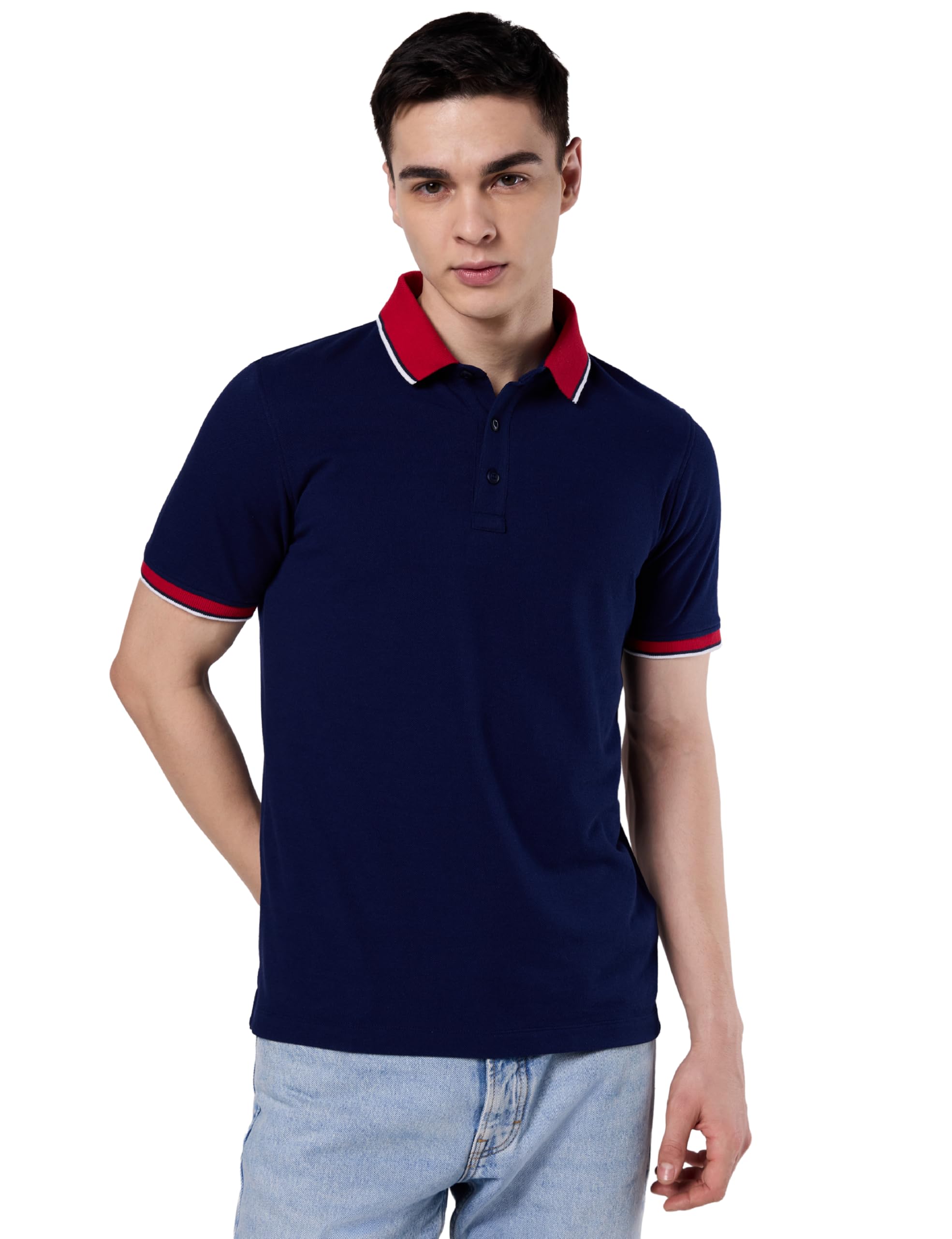 Men's 100% Cotton Solid Polo T-Shirt - Regular Fit | Pique Knit-image-48