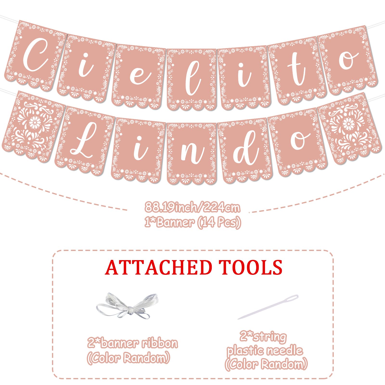 Cielito Lindo Party Decorations Pink Cielito Lindo Papel Picado Banner Mexican Baby Shower Banner for Girls Baby Shower Mexican Cinco de Mayo Fiesta - Image 4