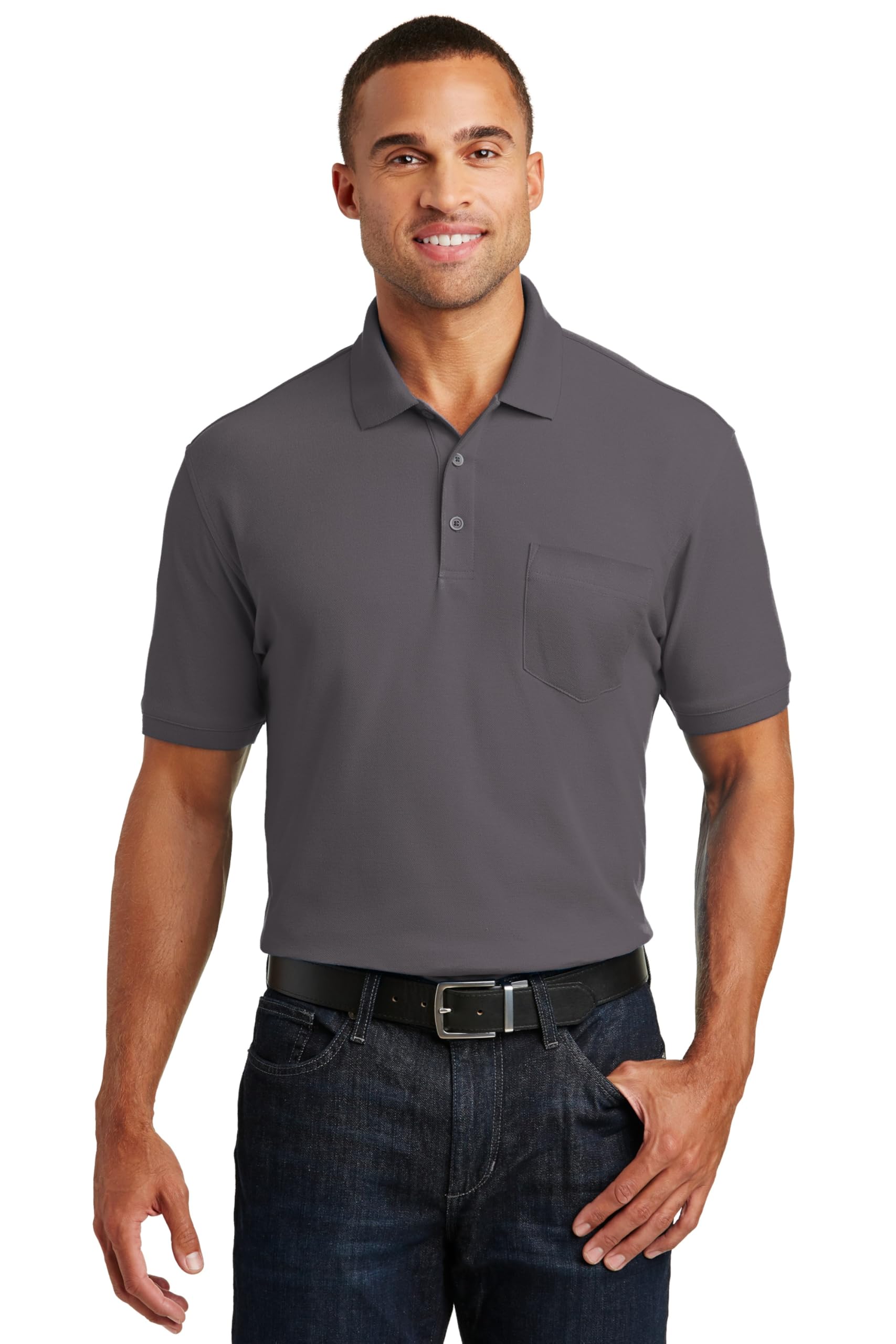 Port Authority Core Classic Pique Pocket Polo, Graphite, Large