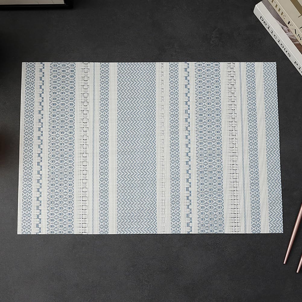 Bohemian Line PVC Placemat Rectangular Placemat - 45x30cm (17,7x11,8 Pouces) Tates De Table À Manger Imperméables, Décor De Motif Géométrique Mat À Thé De Café,Orange,8pcs