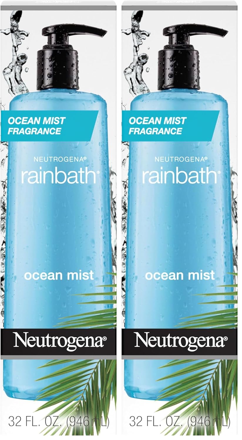 Neutrogena Rainbath Replenishing Shower and Bath Gel -Refreshing Body Wash with Moisturizing Formula for Soft Skin,Ocean Mist Scent,32 fl. oz. (946 mL) Pump Bottle,(Pack of 2)