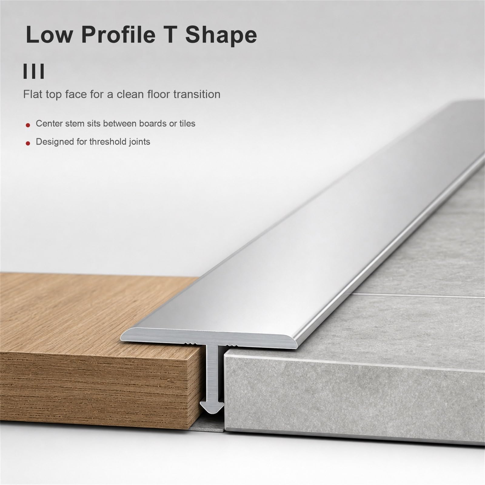 Perfil T Metal para Transiciones,Perfil Remates MetáLico Suelo,Perfil Metal TransicióN Autoadhesi Perfil T,FáCil InstalacióN,para Acabado De Baldosas Antideslizantes