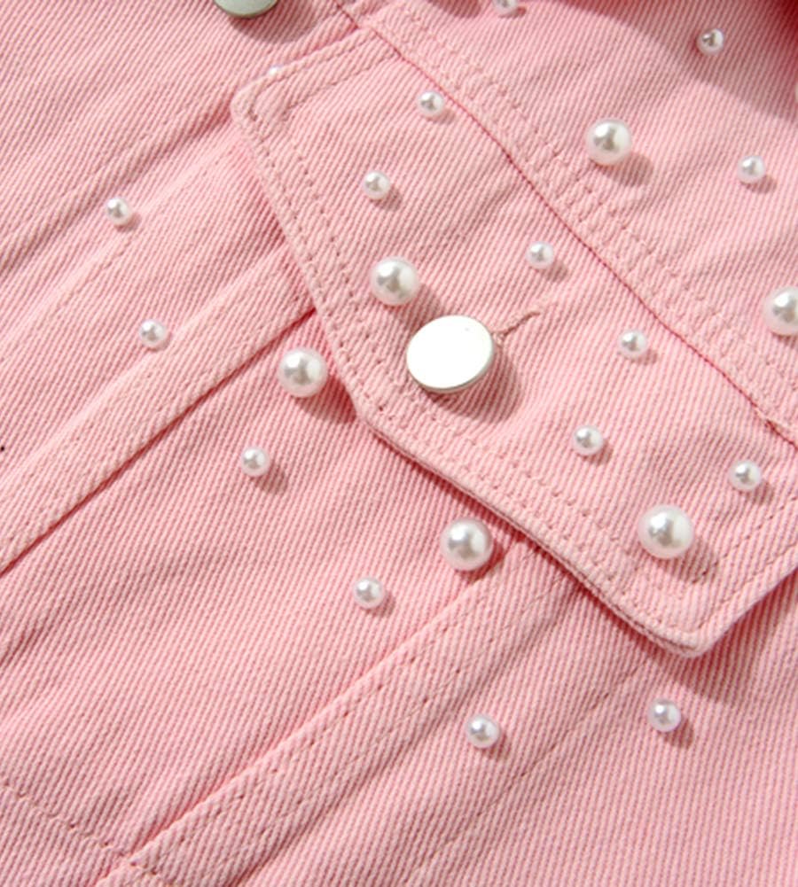 LifeShe Womens Beading Pearls Sleeveless Denim Vest Jean Jacket Coat… - Image 4