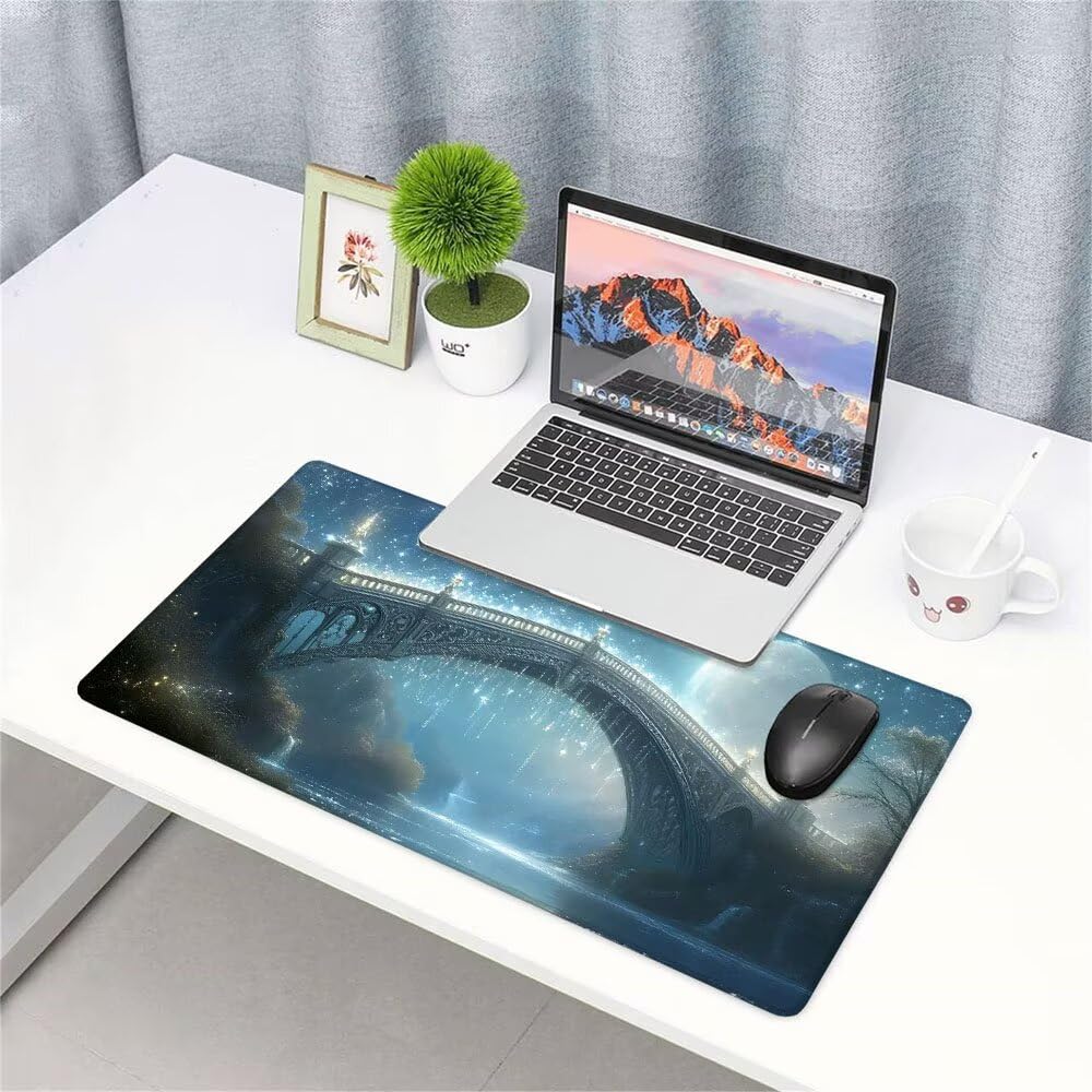 Niebieska podkładka pod mysz xxl akcesoria do gier podkładka na biurko duża podkładka pod mysz i klawiaturę akcesoria PC 1400 x 600 x 3 mm mata biurkowa, z wodoodporną i antypoślizgową gumową podstawą