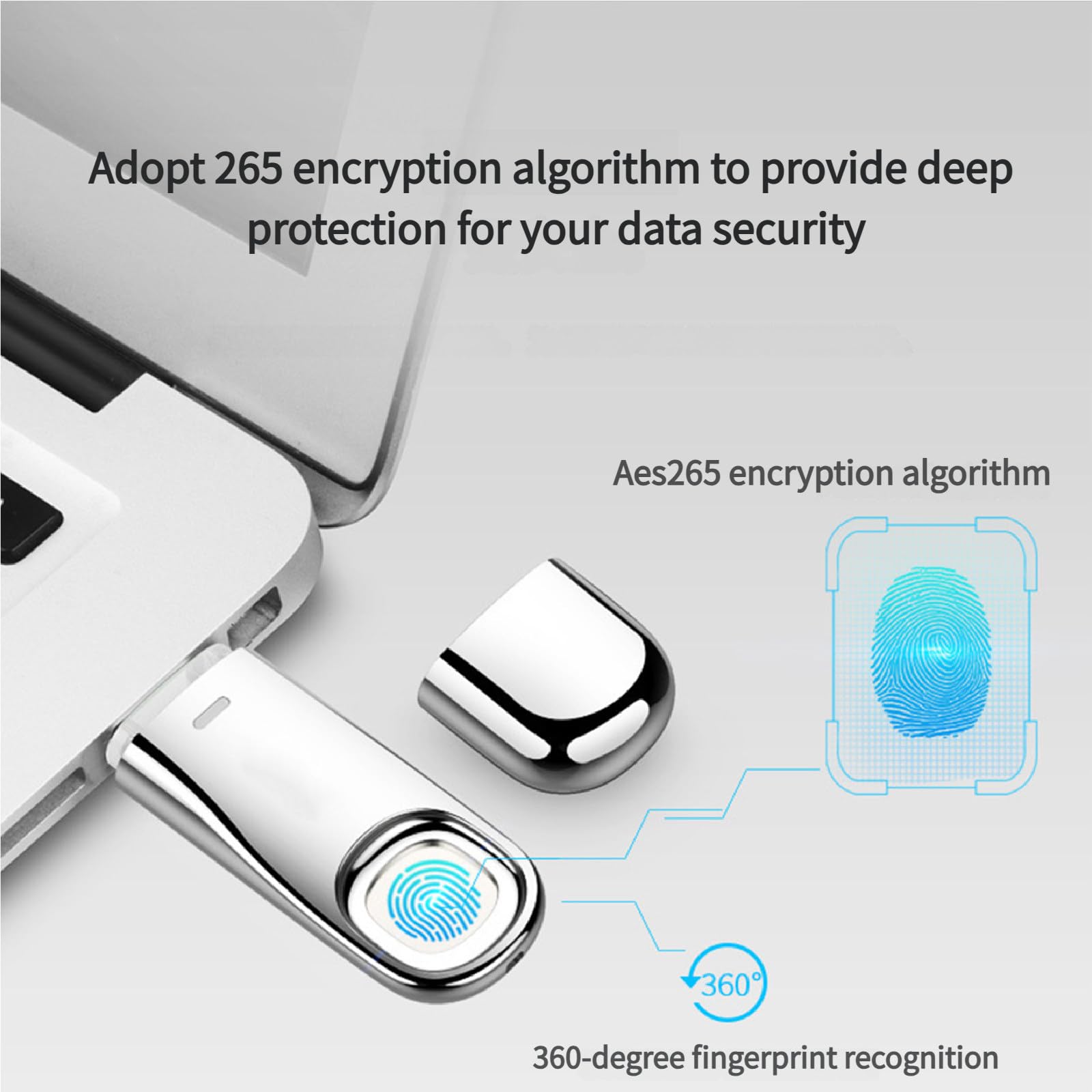 Chiavetta USB crittografata con sblocco Tramite Impronta Digitale, Fino a 100 MB/s in lettura/45 MB/s in Scrittura, 6 ID di Impronte digitali consentiti 32G
