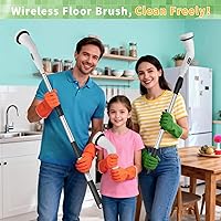 Vista 2 de Electric Spin Scrubber - Household Cleaning Brush with 8 Heads, 51.2in Extendable Pole Bathroom Scrubber for Stubborn Grease on Grill, Stovetop &