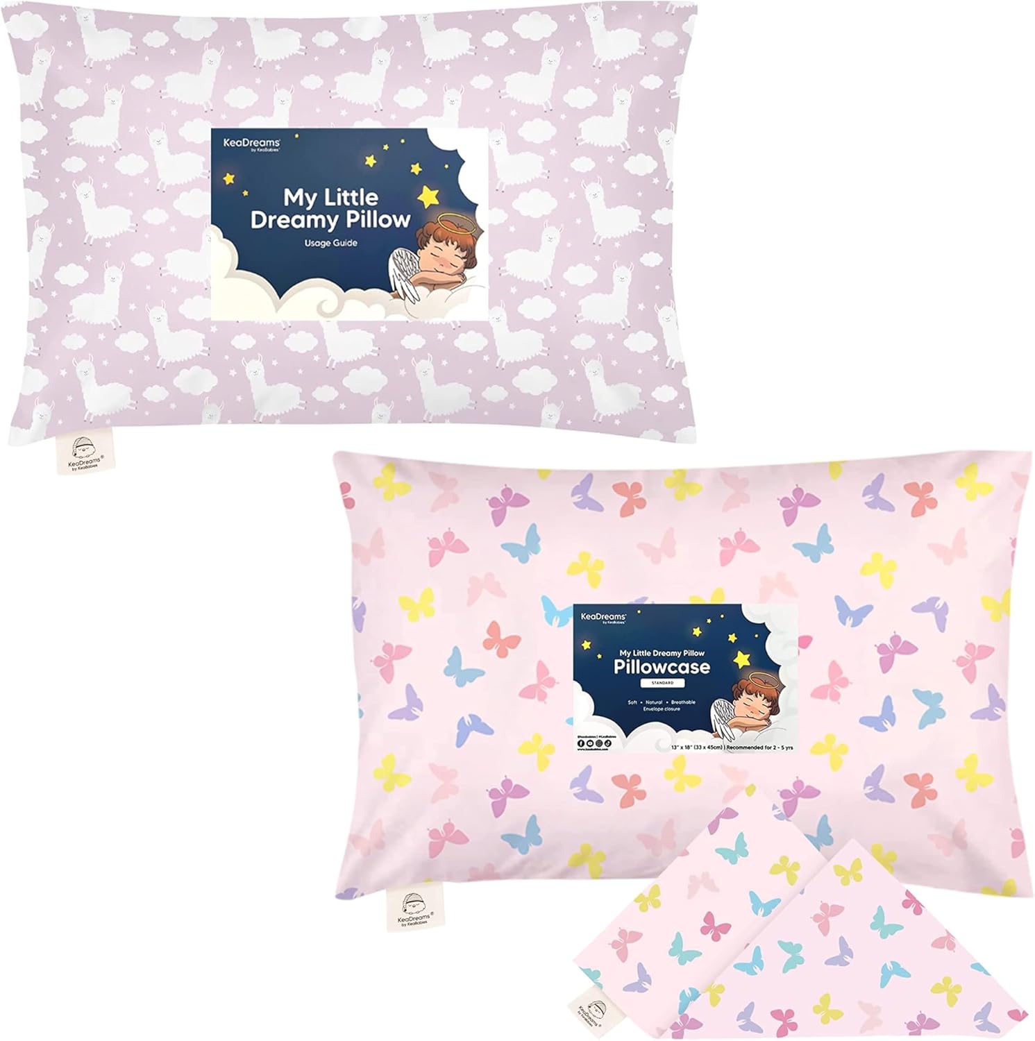 KeaBabies Toddler Pillow with Pillowcase and Toddler Pillowcase for 13X18 Pillow - 13x18 My Little Dreamy Pillow - Toddler Pillow Case for Boy, Kids - Cotton Toddler Pillows