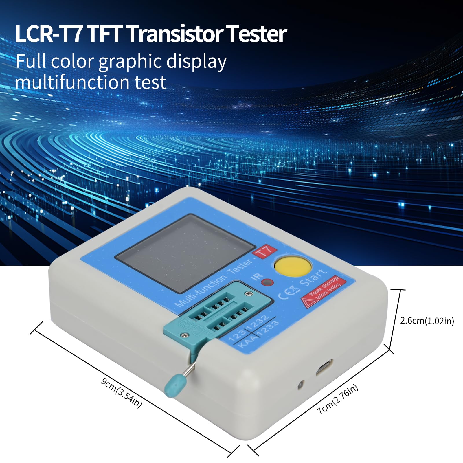 Podazz LCR-T7 Transistor-Tester, hohe Präzision, Multifunktions-Tester, 128 TFT LCD, Dioden-Kapazität, Triode
