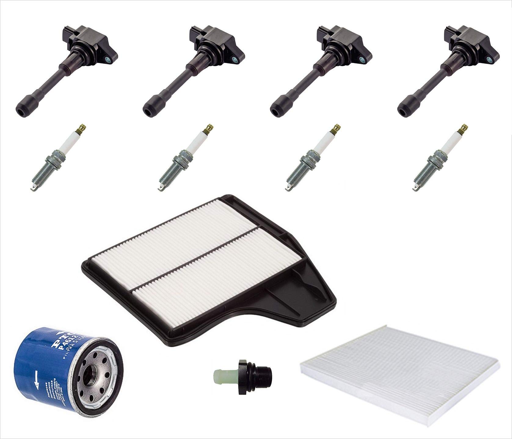 MACAuto Parts Ignition Coils Plugs Air Oil Cabin Filters Tune-up Kit for 13-17 Nissan Altima 2.5L