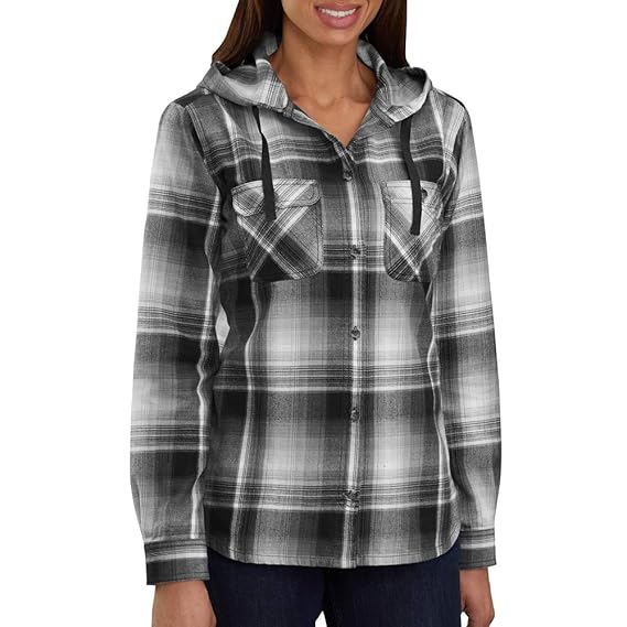 Hooded flannel shirt women's Clearance