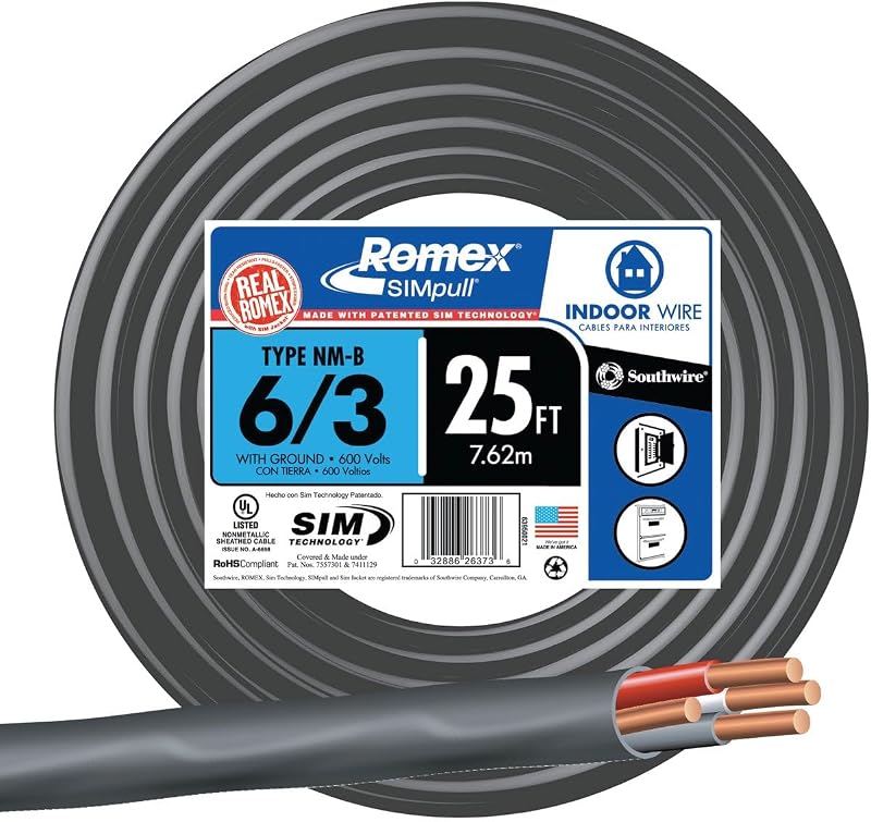 Woods 63950021 25' 6-3 NMW/G Wire