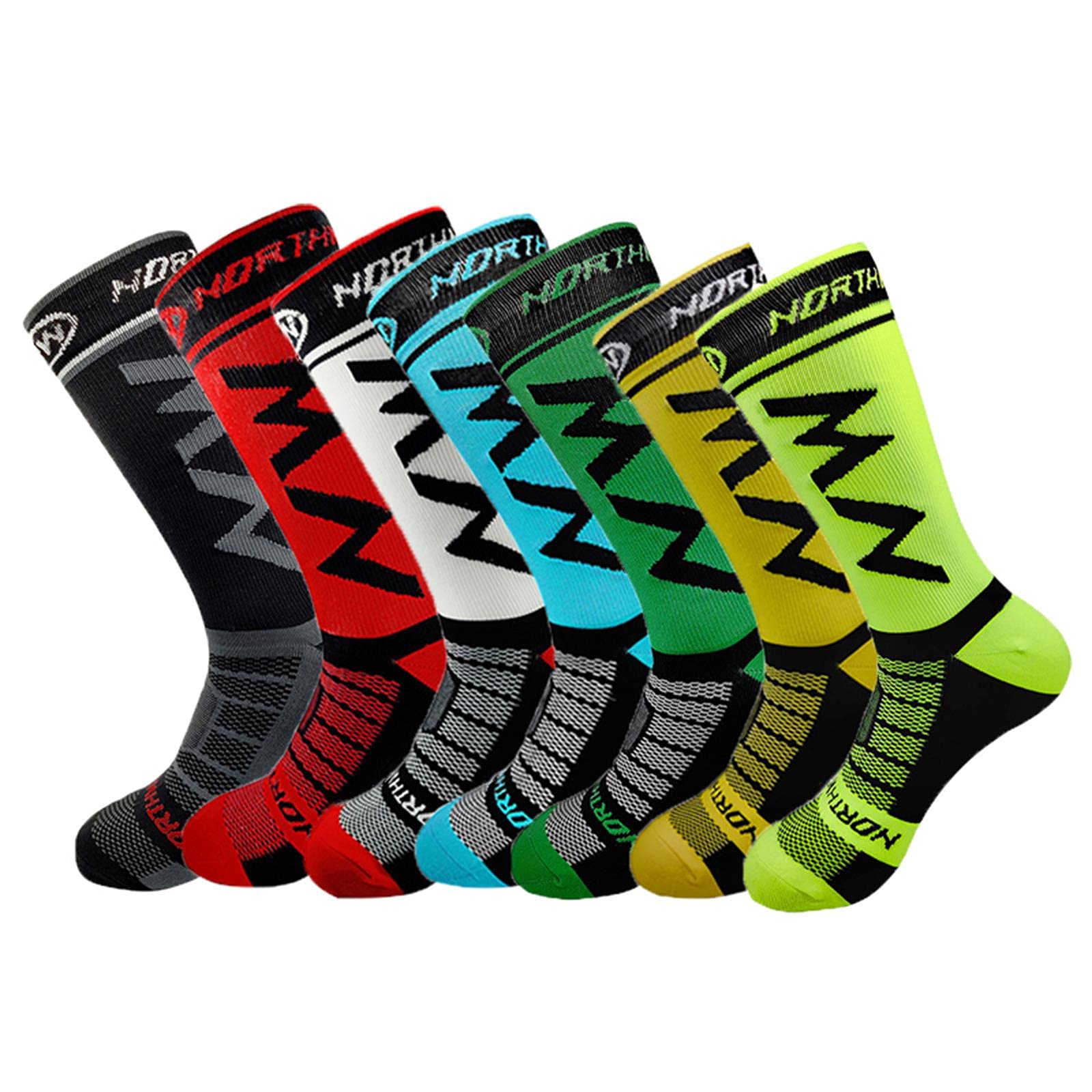UKKO Calcetines de Hombre Calcetines De Ciclismo Muslo Alto Calcetines Deporte Calcetines Corriendo Calcetines De Los Hombres del Baloncesto-I11-4 Pairs,Size 38-46