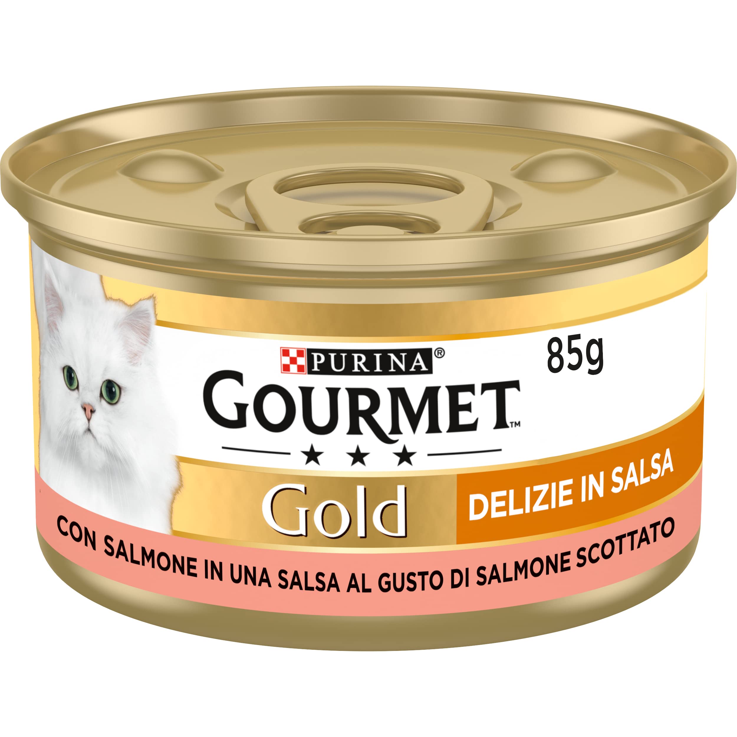 GOURMET Gold Delizie in Salsa Cibo Umido per Gatti Adulti Filettini con Salmone 24 Lattine da 85g