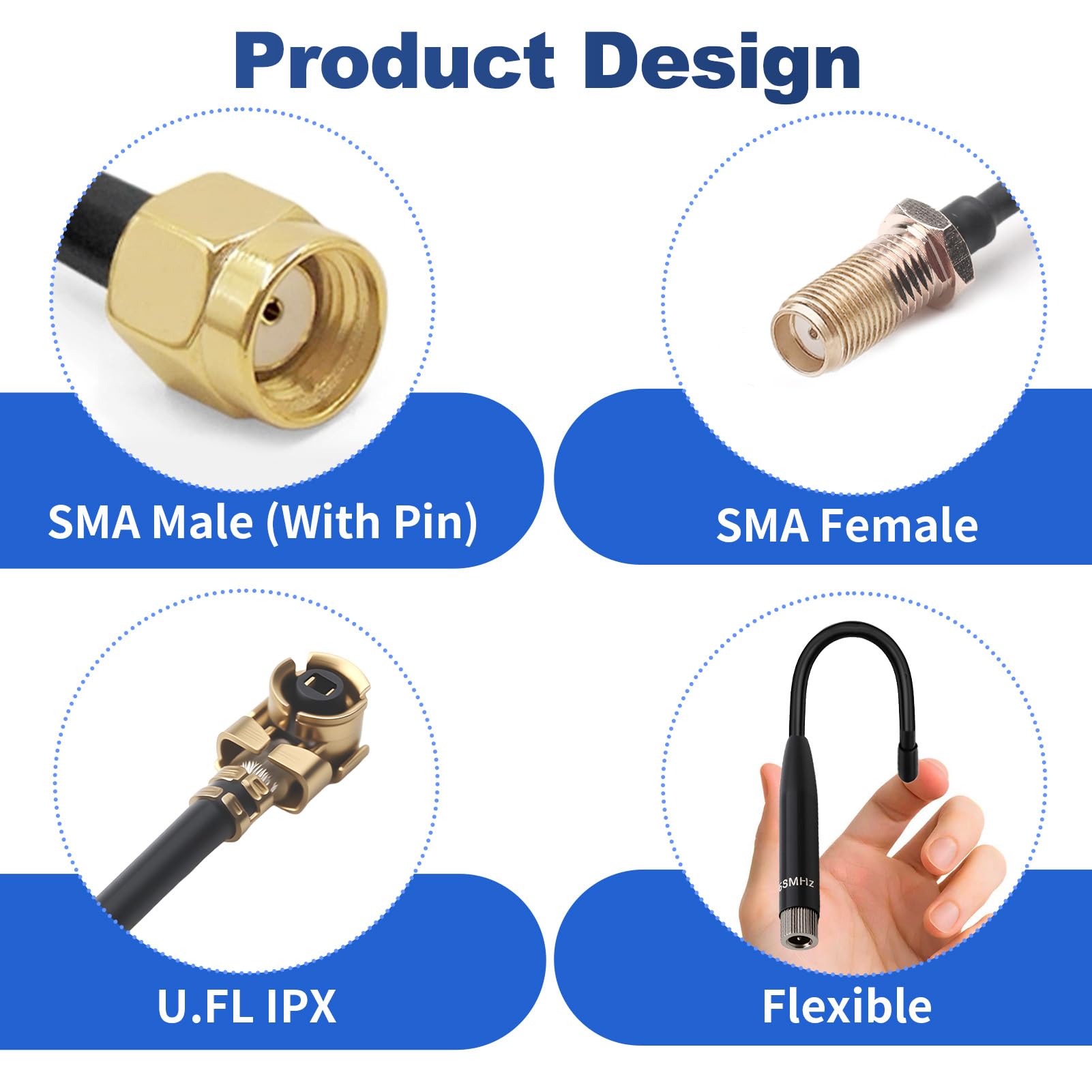 868 MHz LoRa Antenna 7 dBi per Meshtastic LoRa Long Range Soft Whip-Antenne SMA Maschio 150 mm + Cavo da (U.FL IPX) a SMA Femmina per ESP32, LoRa 32 V3, LoRa32u4 II (2 pezzi)