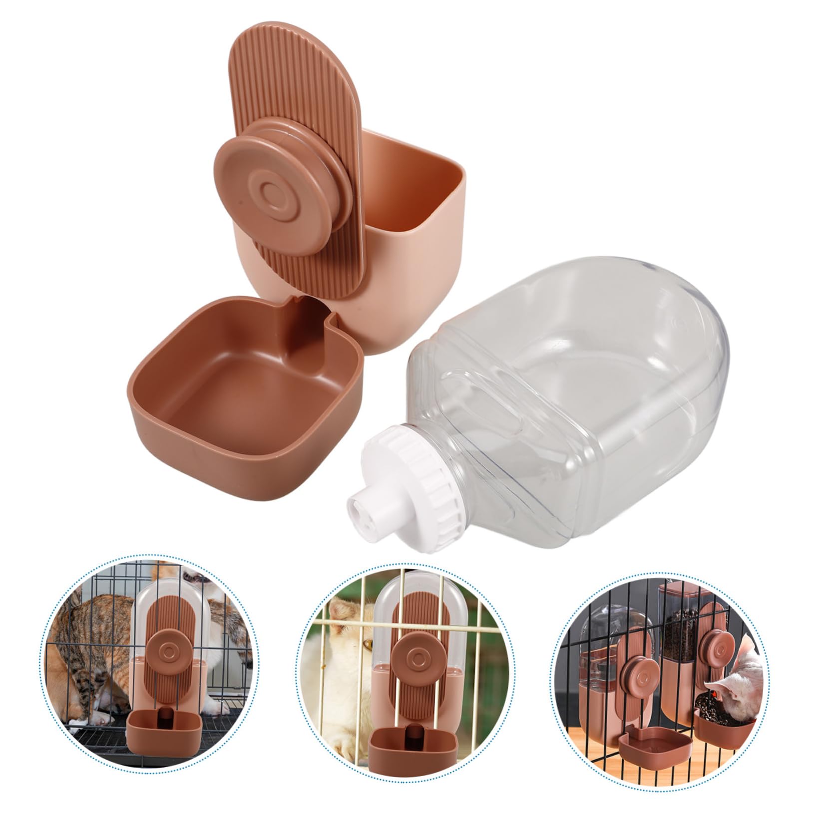 ifundom Pet Water Fountain Container Outdoor Drink Water Dispenser for Insulated Small Cage Steel Water Large Dog Crate Feeder Automatic Hang Dispensing Watering Stainless Pink The HIPS