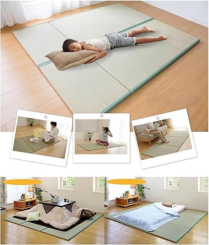 Miniatura 6 de Colchón de tatami tradicional japonés, alfombra de tatami Igusa (hierba rusa), colchón de piso plegable, cama futón japonés, alfombrillas de