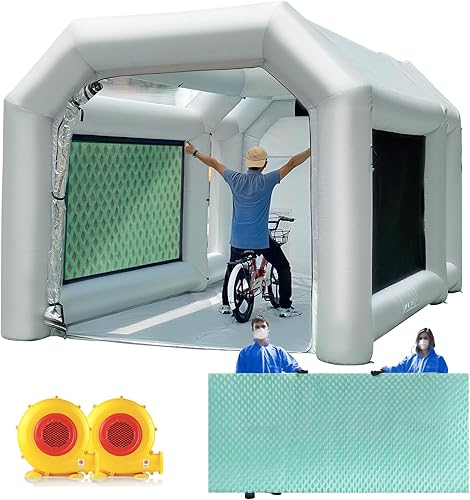 WARSUN Cabina de pintura inflable de 14 x 10 x 8.5 pies con filtros dobles y de gran tamaño y dos sopladores (480 W + 370 W) más duradera y portátil disponible en Yaxa Peru
