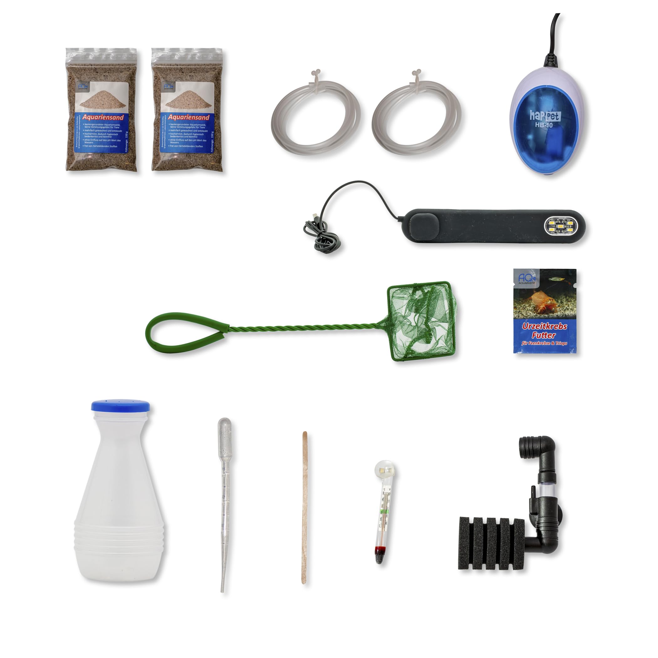 Triops cancriformis Premium Komplett-Set 6 l mit Urzeitkrebs Eiern, Becken, LED-Beleuchtung, Zuchtansatz, Filter, Luftpumpe, Kescher, Futter, Zubehör, Anleitung