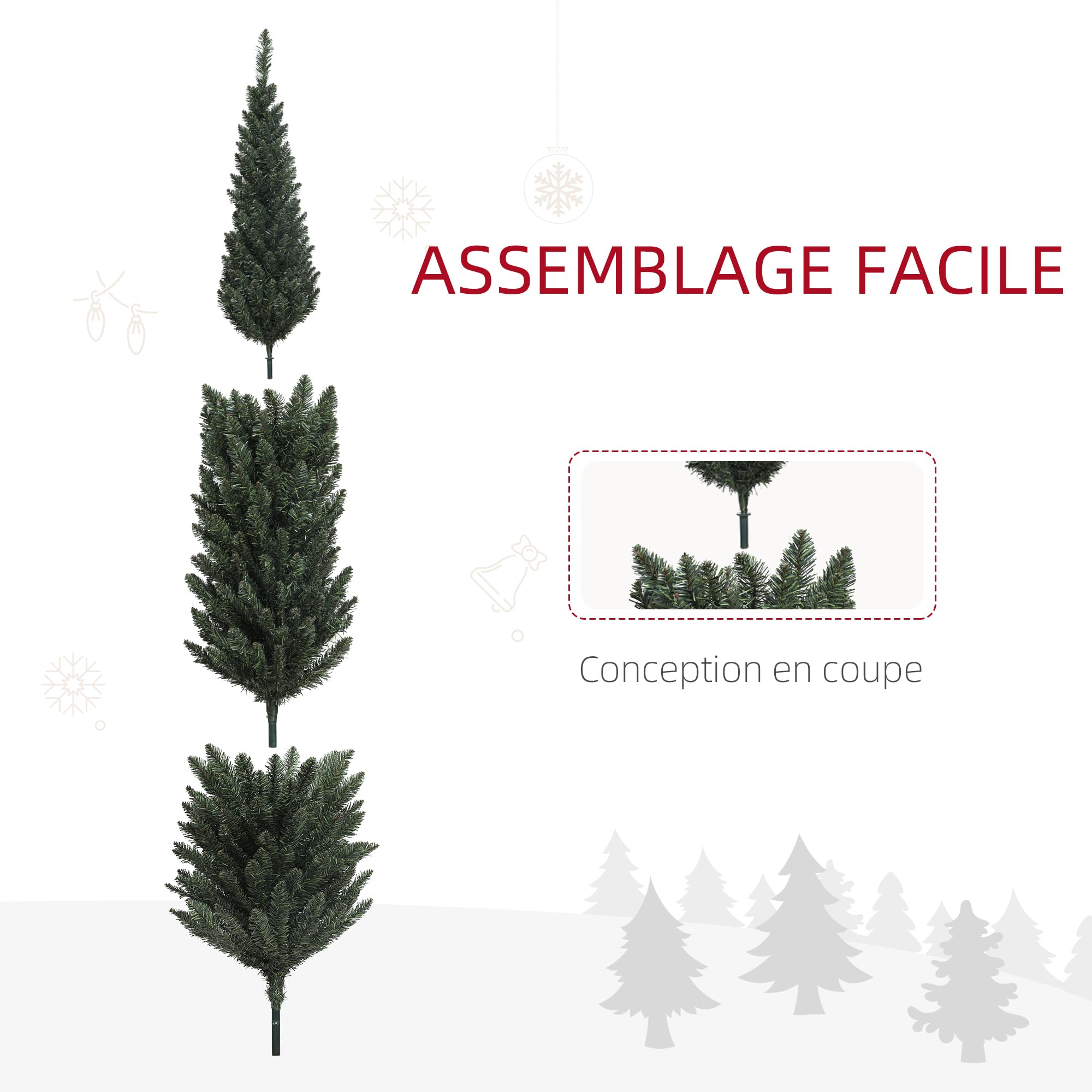 HOMCOM Sapin Arbre De Noël Artificiel 665 Branches + Support Pied Hauteur 150 Cm Vert~1aphvb0s1a801
