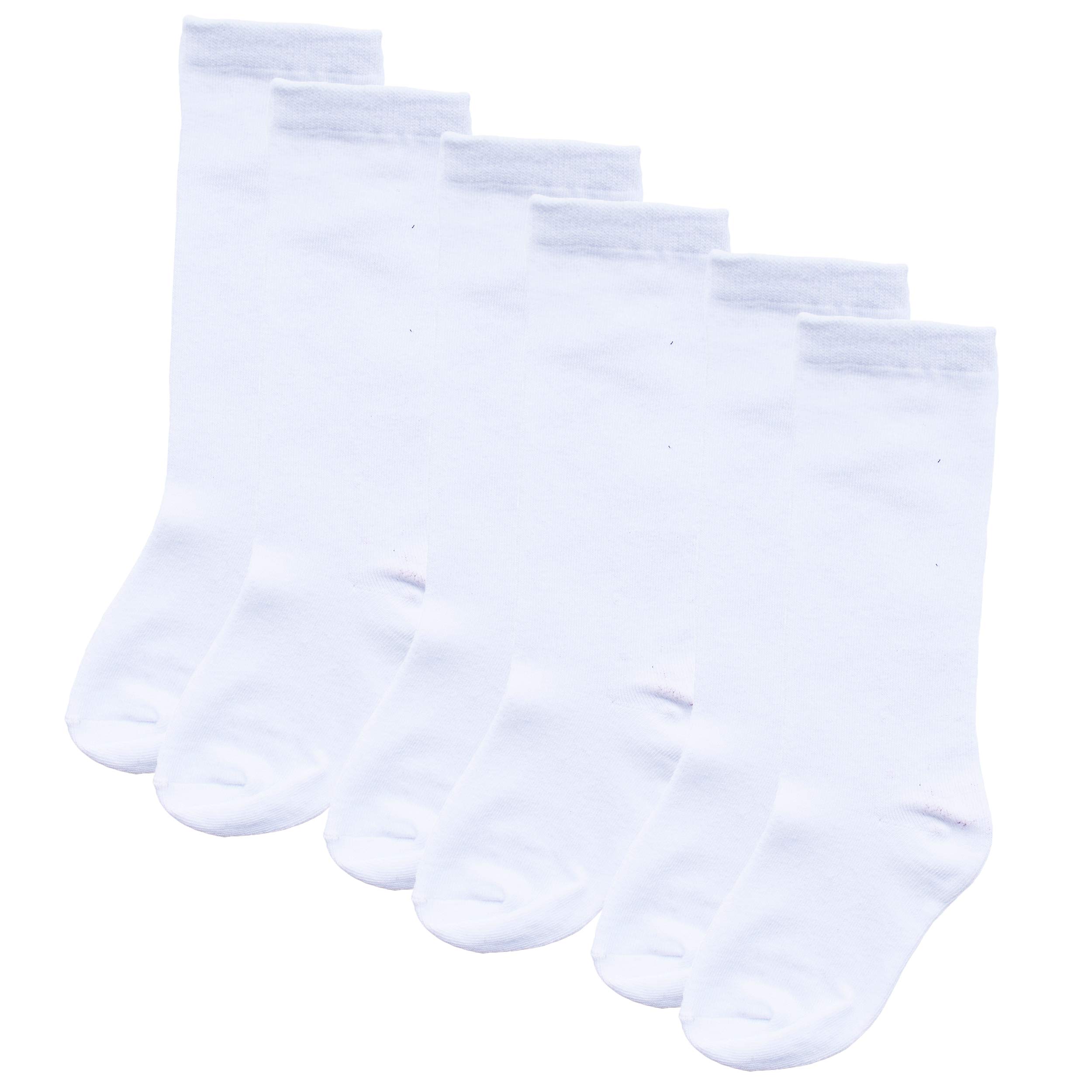 ANGUYA Calcetines lisos altos hasta la rodilla de uniforme de colegio para niños/niñas (pack de 3)