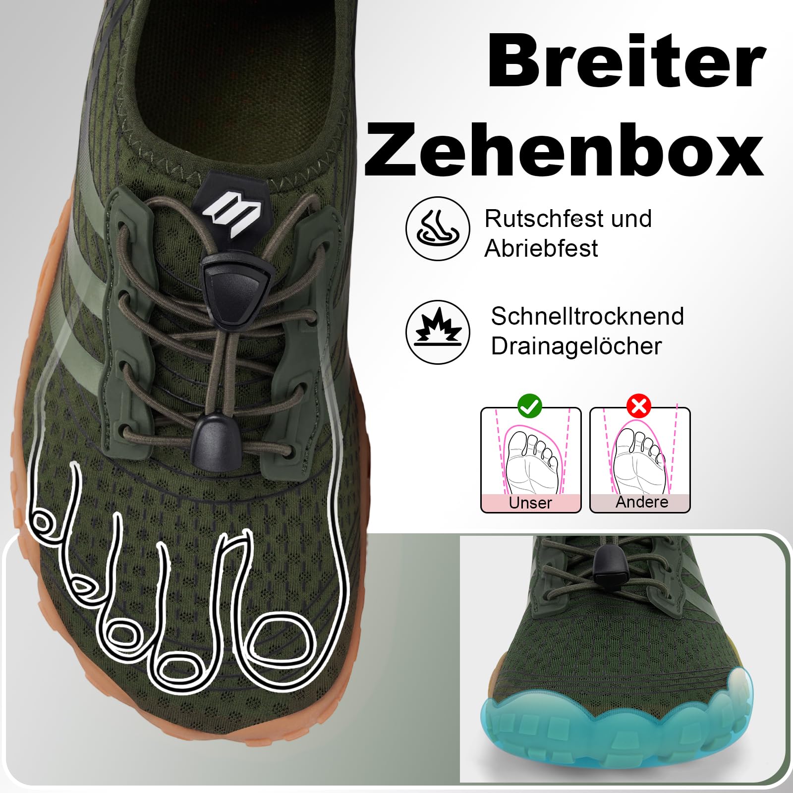 Chaussures de randonnée pieds nus pour homme et femme - Chaussures aquatiques professionnelles pour la randonnée, la plage, les voyages, large zone des orteils, zéro chute, antidérapante, respirante
