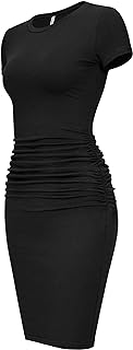 Women's Short Sleeve Ruched Bodycon Sundress Knee Length T Shirt Dresses 2025 Trendy Casual Outfits - Buy now