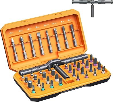 ORIA Ratchet Screwdriver Set, 42 in 1 Magnetic Screwdriver Kit with T Handle, Repair Tool Kit with 40 PCS Precision Bits, Portable Storage Case for Home Appliances, Bicycle, DIY