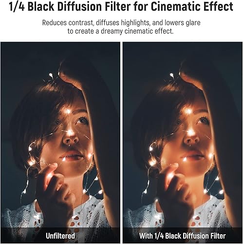 Vista 4 de NEEWER Filtro cuadrado de cine con efecto de ensueño de niebla de difusión negra de 1/4 x 5.65 pulgadas (rectangular) con vidrio óptico HD