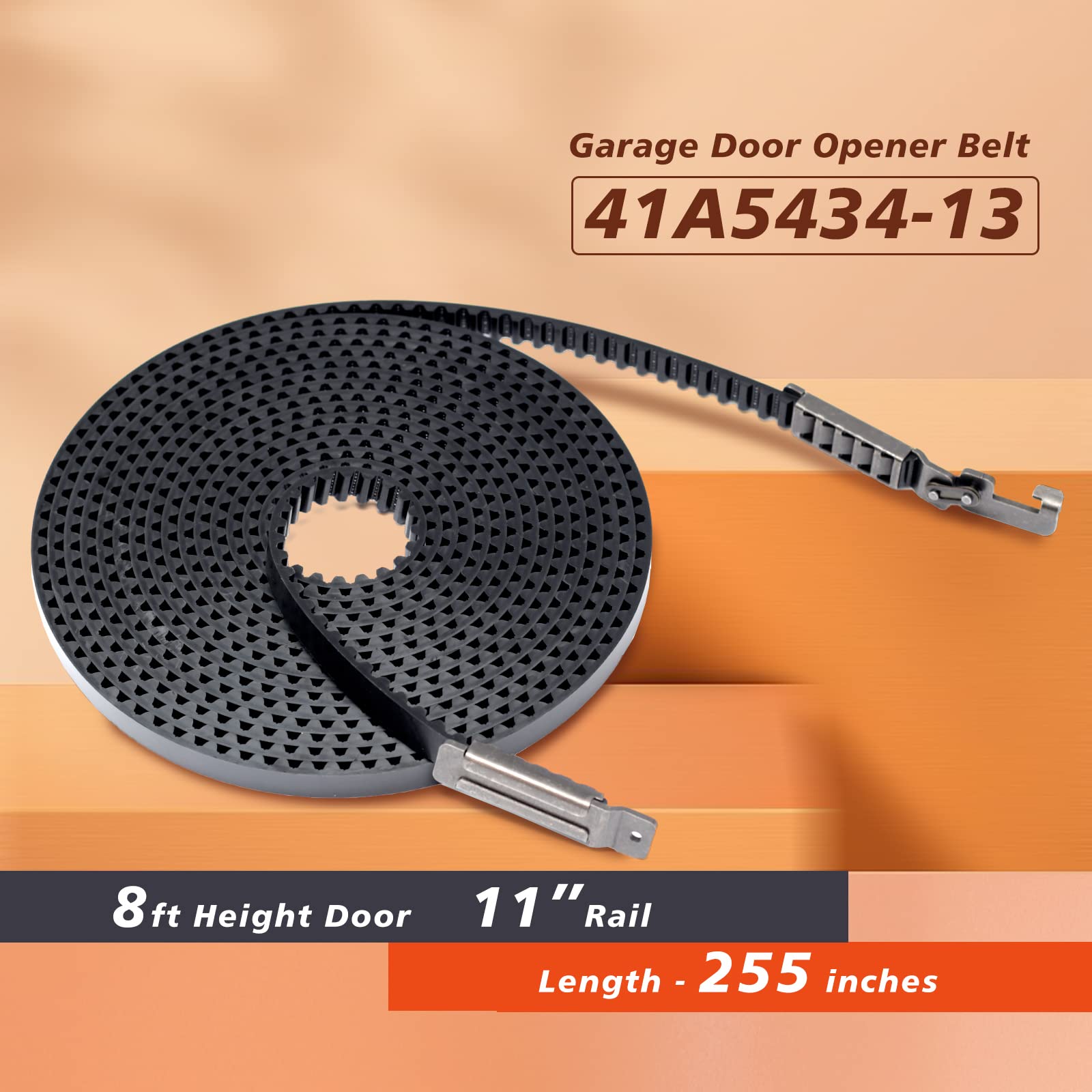 Drive Belt 41A5434-13, 41A5434-13A for 8ft Garage Door Opener Belt, 255" Belt Compatible with Liftmaster/Chamberlain/Sentex/Whisper Belt Drive, Fits 041A5434-13,041A5434-13A 8' Door Replacement Parts