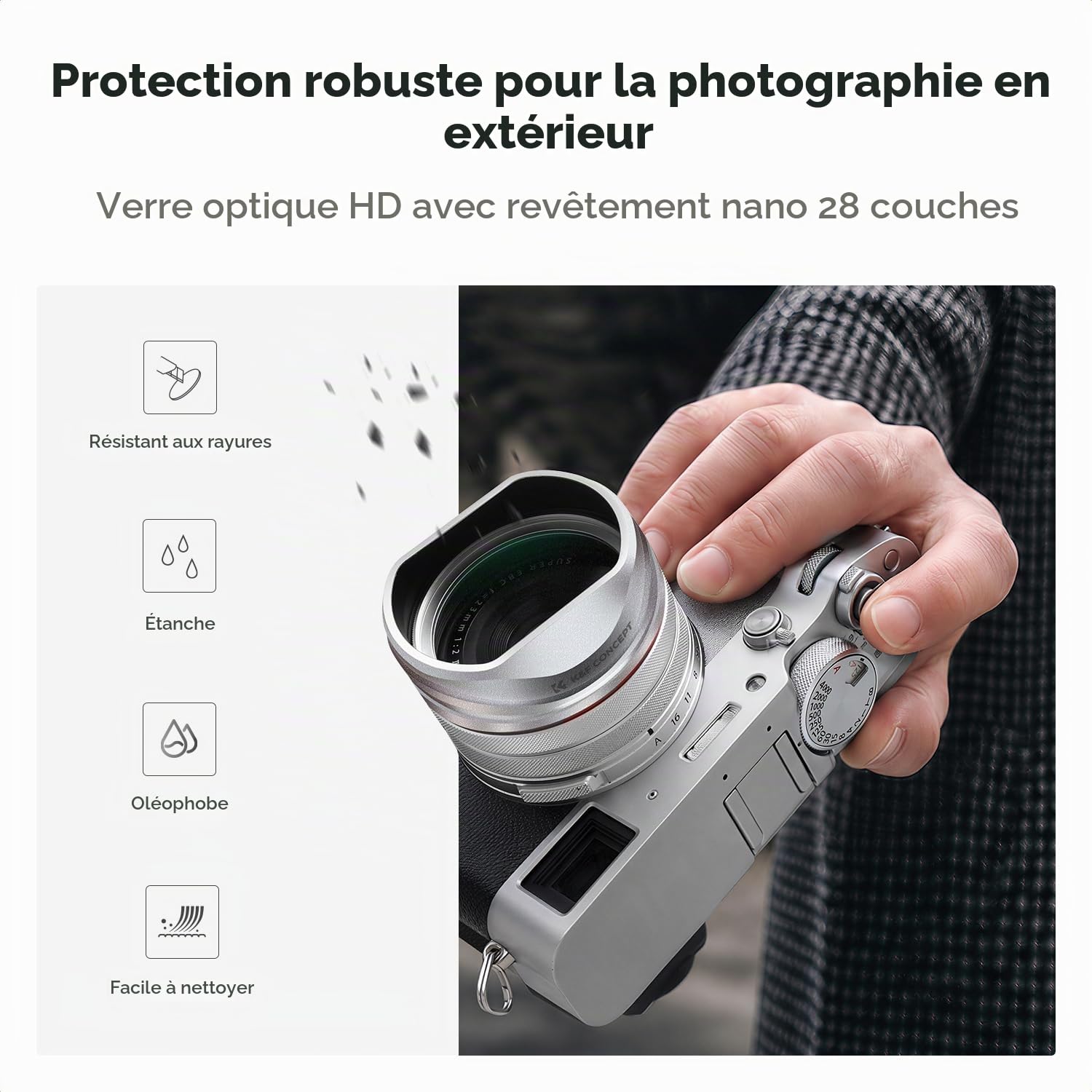 K&F CONCEPT Black-Mist Bouchon Pare-Soleil Compatible avec Fujifilm X100