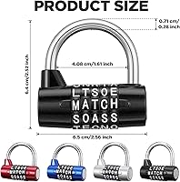 Vista 2 de Cerradura de combinación de 5 letras, 4 unidades, casillero de gimnasio de 5 dígitos, candado de combinación de candado de metal reiniciable sin