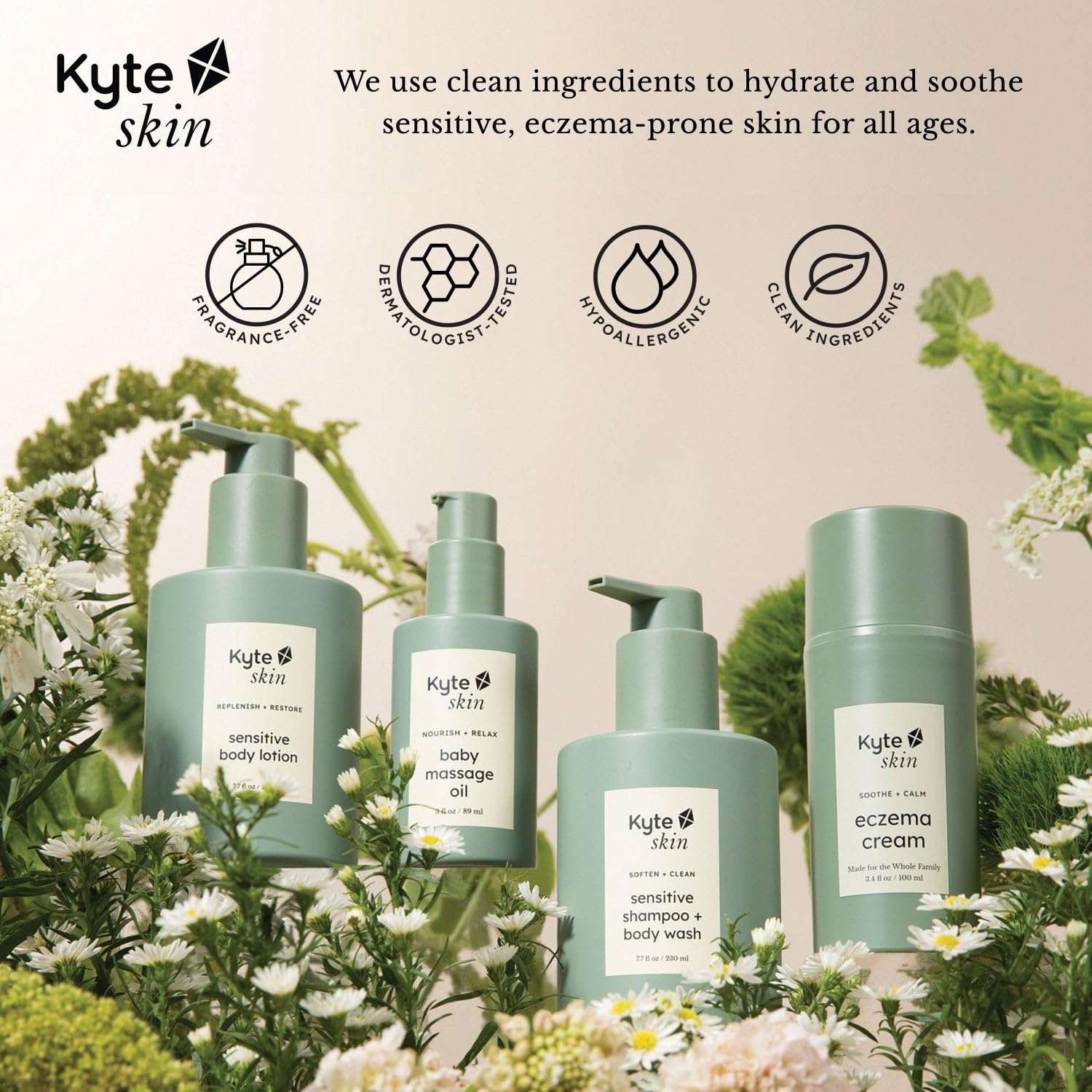 KYTE BABY - Skin Sensitive Shampoo & Body Wash – Gentle 2 - in - 1 Baby Shampoo & Body Wash for Sensitive Skin, Sulfate - Free, Hypoallergenic, Fragrance - Free Clean Skincare for Newborns & Toddlers