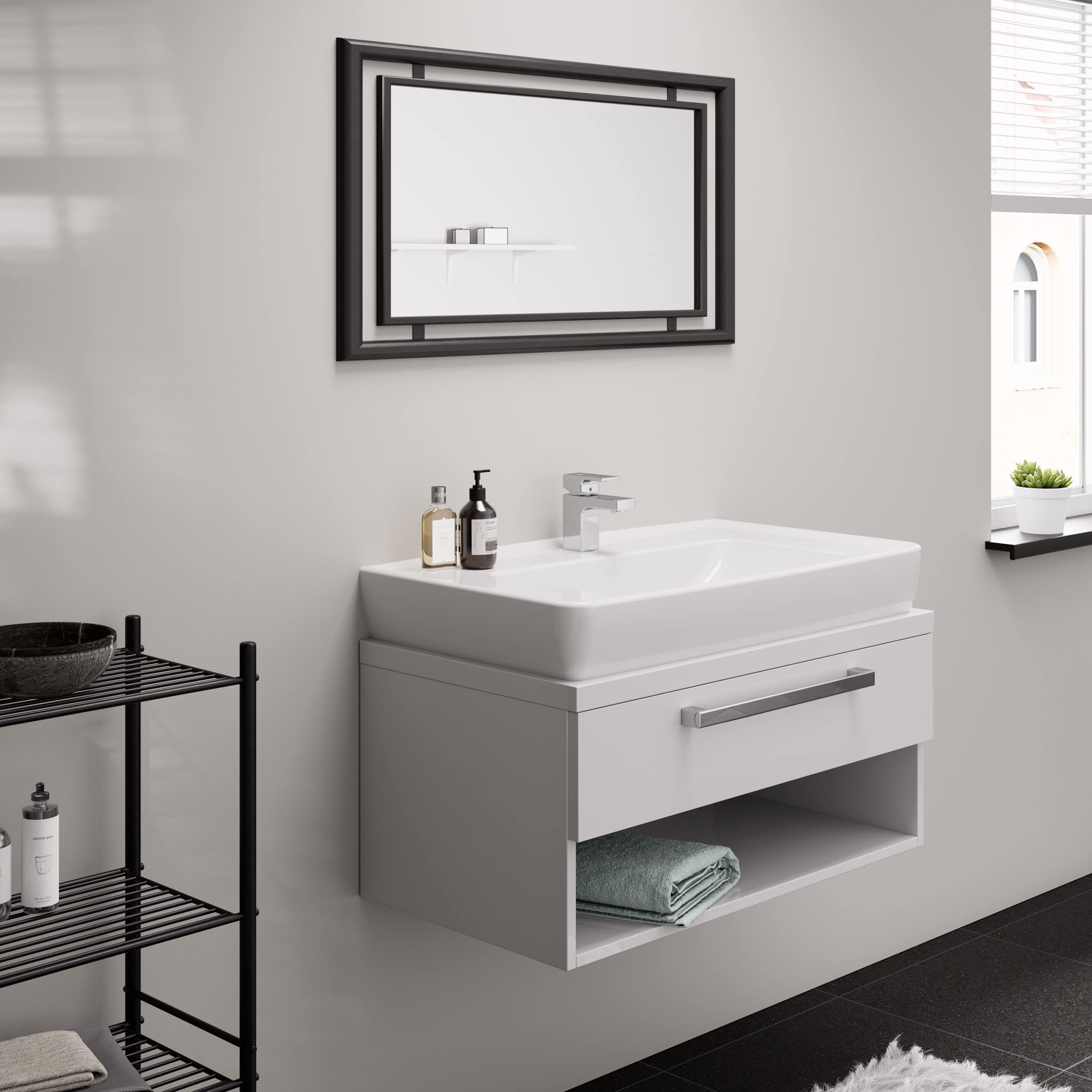 hansgrohe Vernis Shapre - grifo lavabo sin desagüe, grifo monomando lavabo 71 mm, mezclador monomando lavabo ahorro de agua (EcoSmart), cromo, 71567000