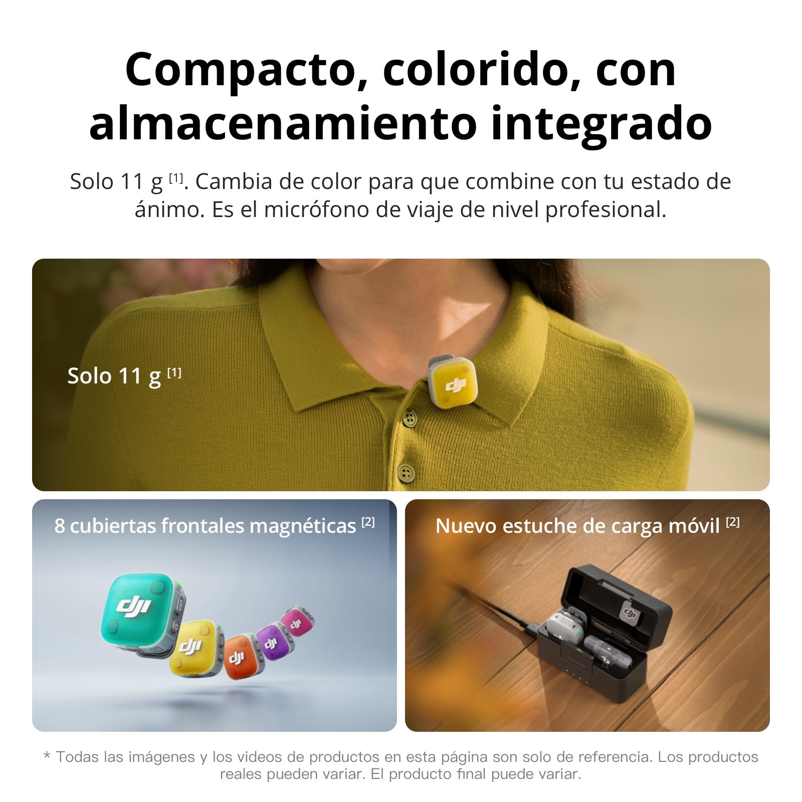 dji Mic Mini 2 (2TX + 1RX estándar + Estuche de Carga), micrófono inalámbrico para móvil iPhone y Android/cámara/Tableta/PC, batería 48h, transmisión hasta 400m, Cubierta magnética Multicolor