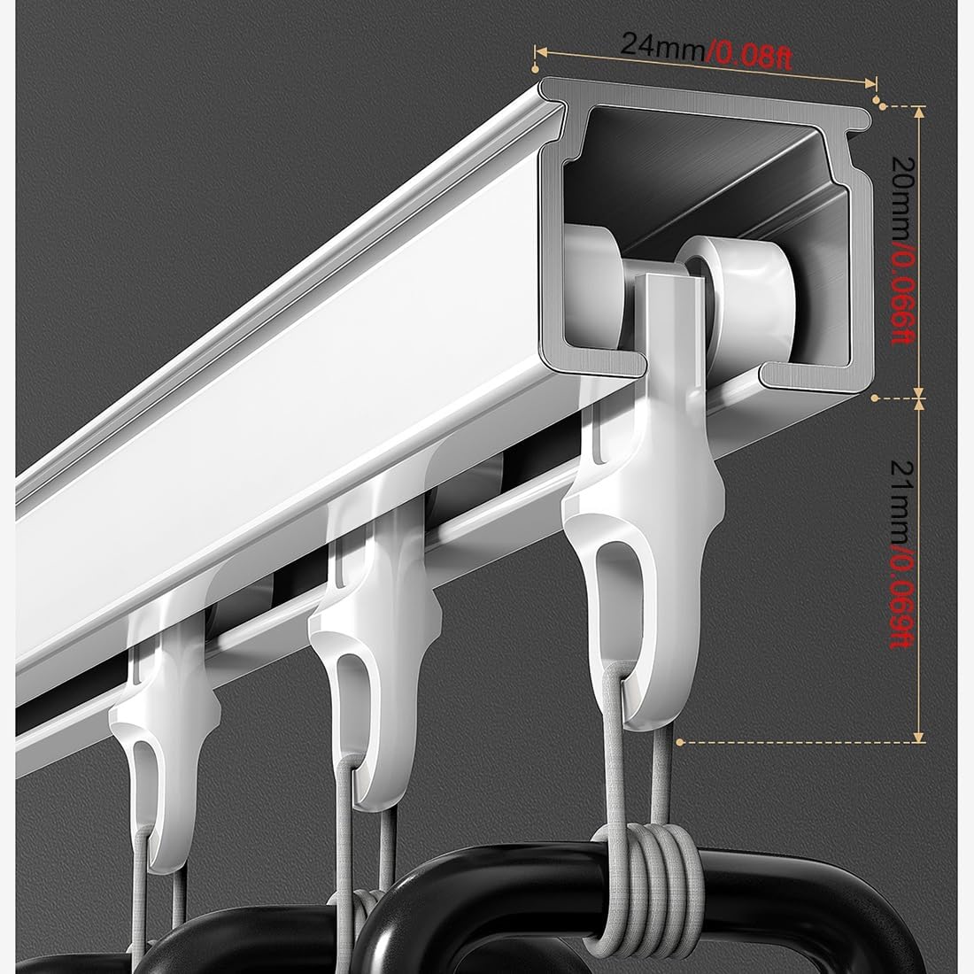 Retractable Double Track Curtain Track, Silent Slide, Top-Mounted, Side-Mounted Ceiling Track for Curtains, Room Divider Curtain Rods, Curtain Track Ceiling Mount(235-360 CM/7.7-11.8 FT)