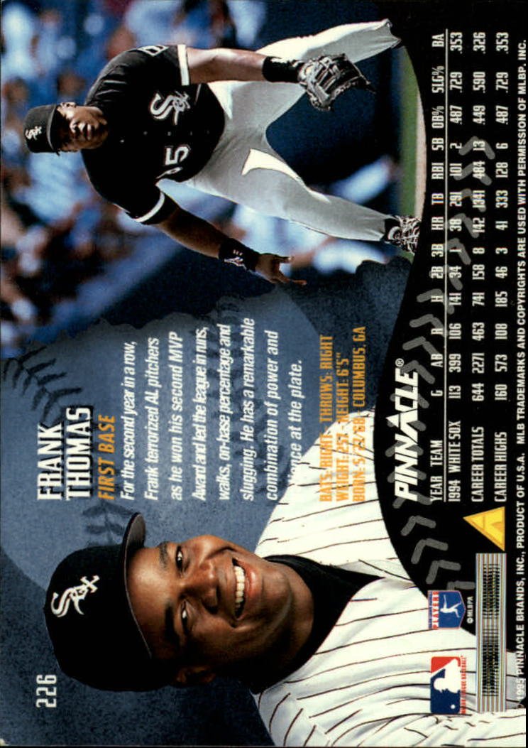 Amazon.com: 1995 Pinnacle Baseball Card #226 Frank Thomas