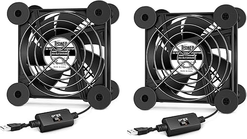 iPower Ventilador de ventilación USB dual silencioso de 4.724 in con controlador de velocidad, para tienda de cultivo hidropónico, circulación de