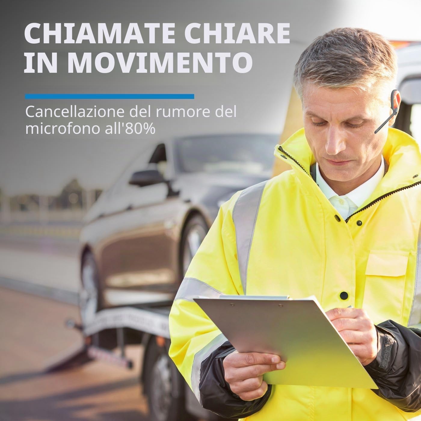 BlueParrott M300-XT SE Mono - Cuffie wireless Bluetooth con qualità delle chiamate migliorata per telefoni cellulari, cancellazione del rumore dell'80% con tecnologia a 2 microfoni, ideali per