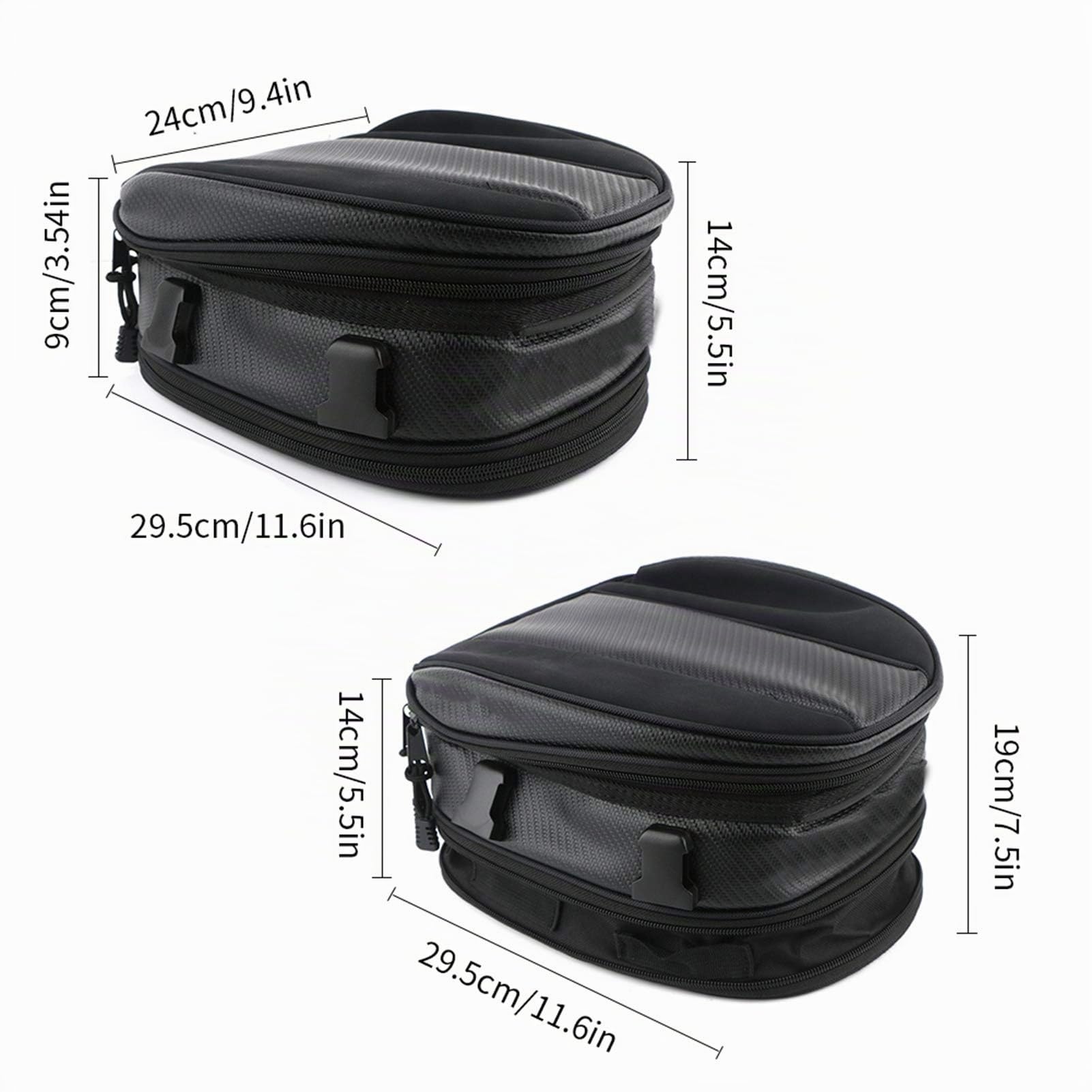 EBTOOLS Borsa da Sella Moto, 7,5L-10L Borsa Moto Posteriore Borsa Viaggio Impermeabile Borsa Sella Borse Sella per Moto Borsa per Casco da Moto,14x24x29,5 cm, Nero