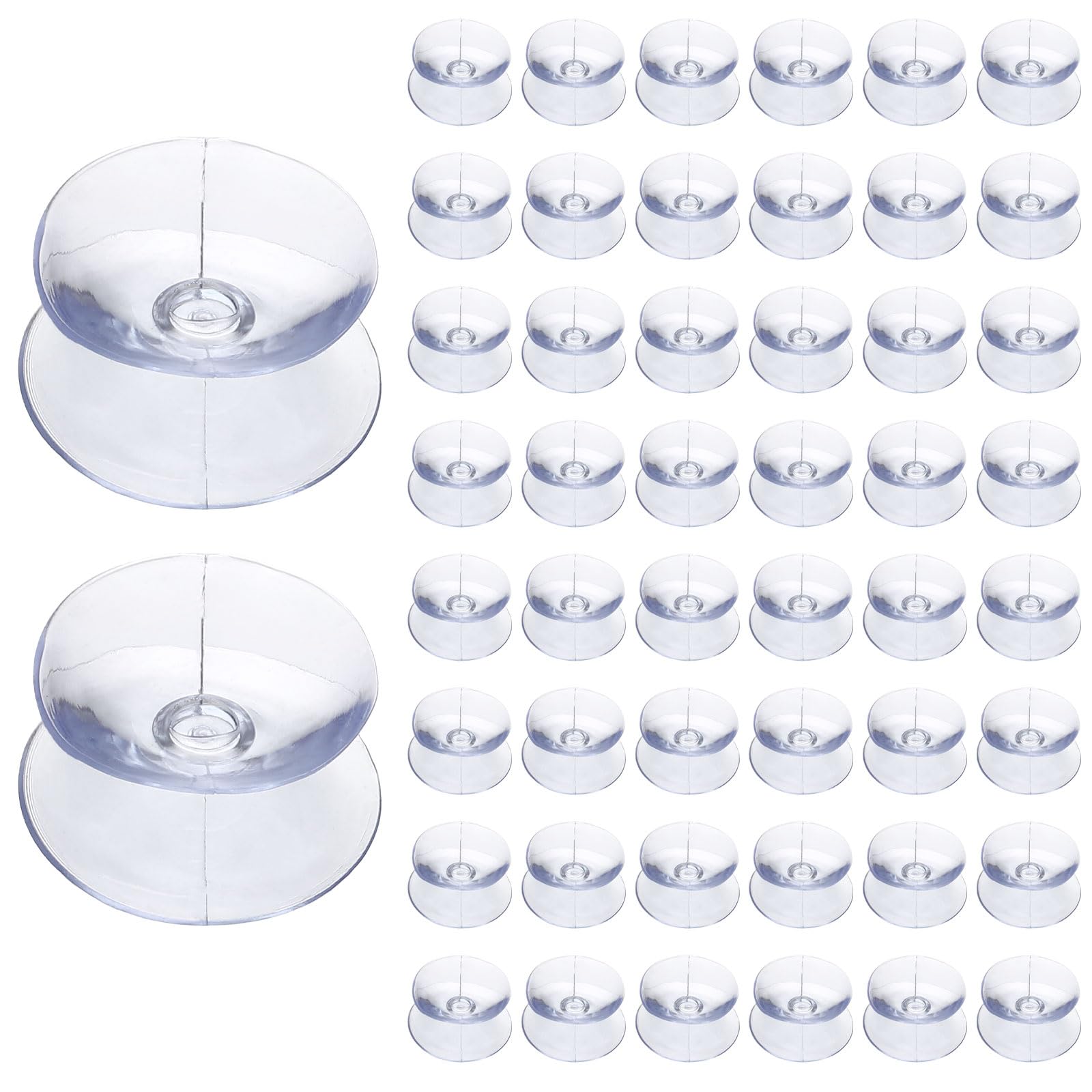 sourcing map 50 Pack Double Sided Suction Cups, 0.8 Inch Glass Table Spacers Sucker Pads Clear Silicone Top Bumper for Patio Glass Tables, Mirror, Cutting Board