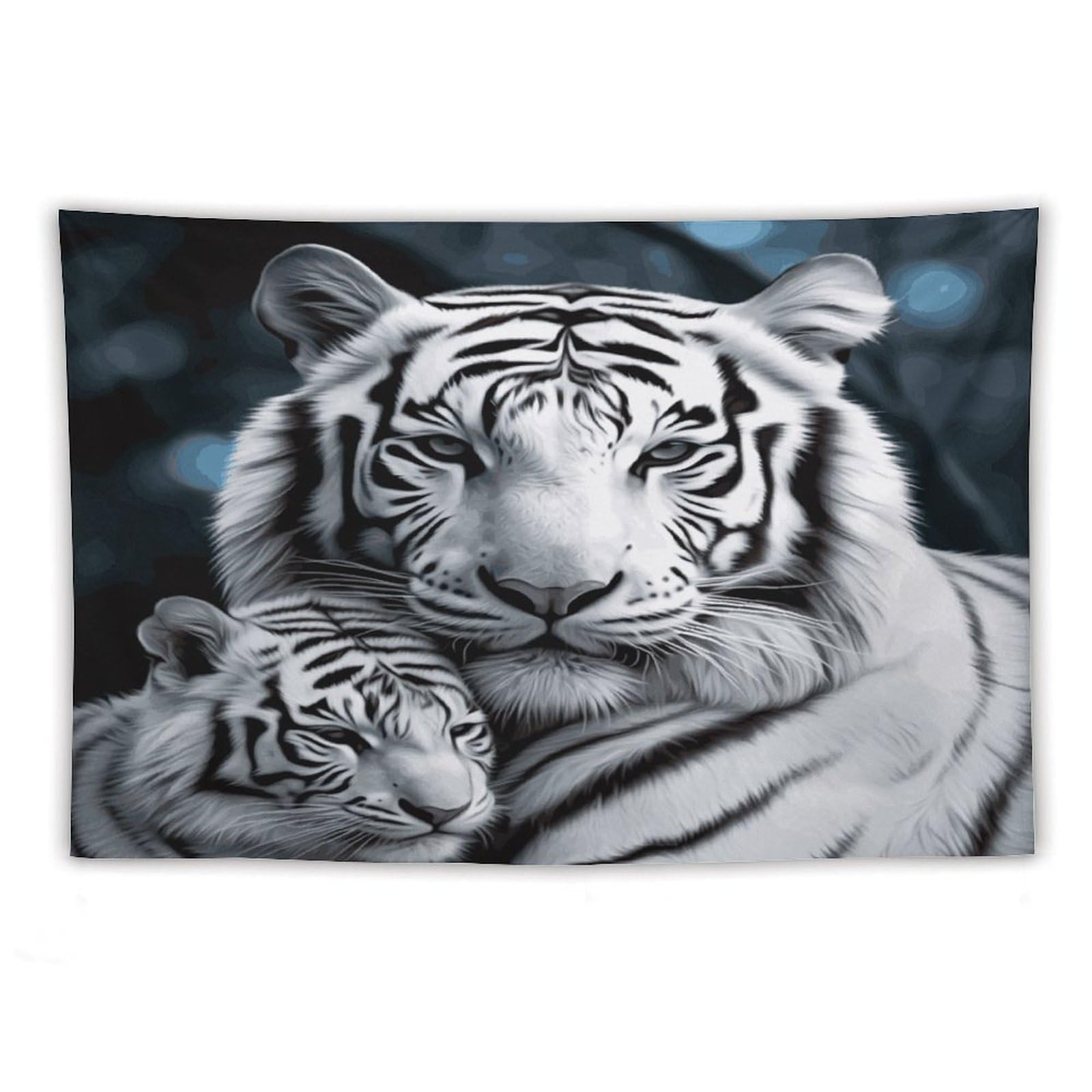 LDGSUPH White Tiger Tapestry Wall Hanging Decor Anti-fading Aesthetic Wall Tapestries Fashion Wall Blanket Decor Modern Wall Art Tapestry for Bedroom Home Decor 60"x90"