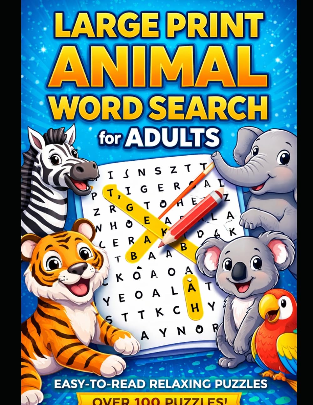 Large Print Animal Word Search for Adults: Easy-to-Read Puzzles with Relaxing Brain Games and Solutions Included