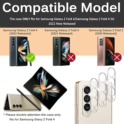 Miniatura 2 de Miimall Paquete de 3 protectores de lente de cámara compatibles con Samsung Galaxy Z Fold 4, vidrio templado de dureza 9H, antiarañazos, película