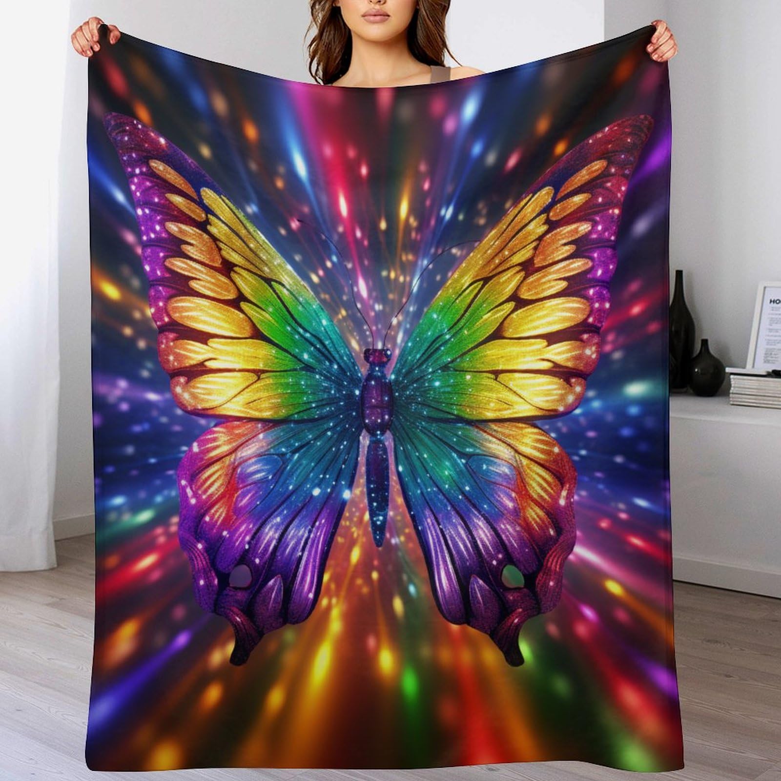Couvertures en peluche souple papillon grand format pour sofa et canapé-lit
